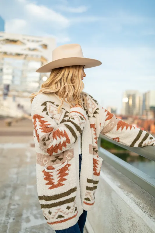The Elvis Southwestern Print Cozy Cardigan Just Classically Cassidy X Pink Lily sold by Pink Lily