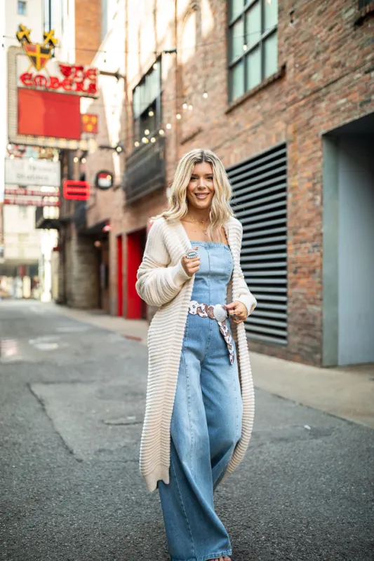 The Abigail Cream Ribbed Maxi Duster Just Classically Cassidy X Pink Lily sold by Pink Lily