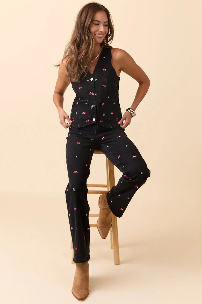 The Piper Embroidered Straight Leg Jeans Just Classically Cassidy X Pink Lily sold by Pink Lily product image thumbnail 4