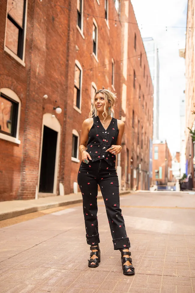 The Piper Embroidered Straight Leg Jeans Just Classically Cassidy X Pink Lily sold by Pink Lily product image thumbnail 2