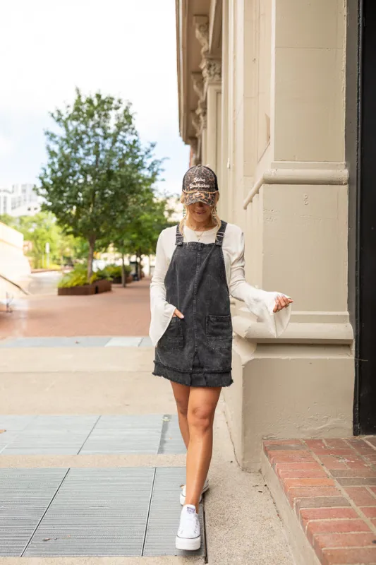 The Liz Black Wash Denim Overall Dress Just Classically Cassidy X Pink Lily sold by Pink Lily