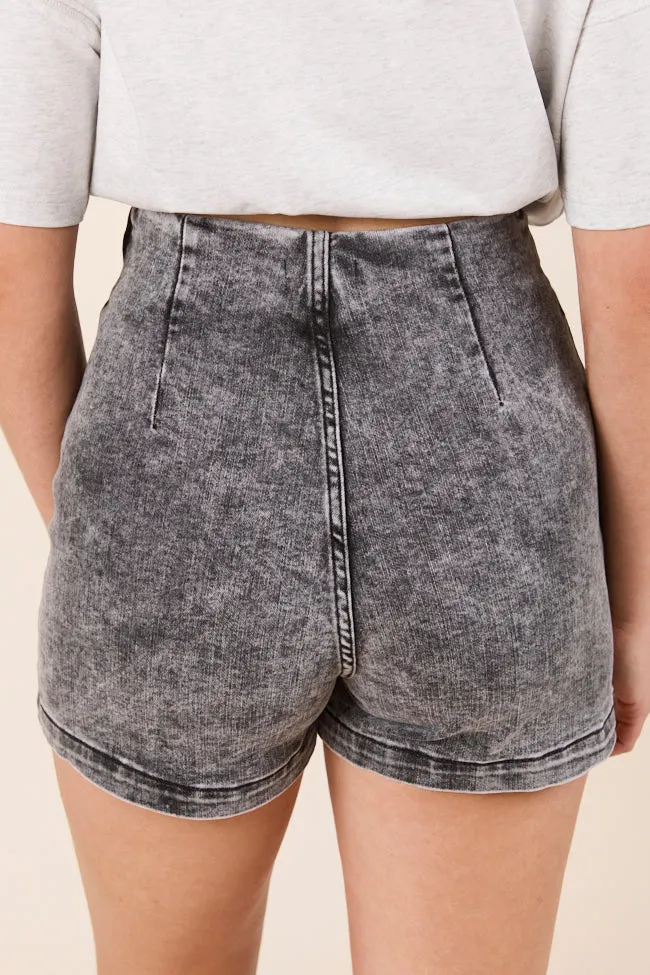 My Favorite Stretchy Black Acid Wash Denim Skort sold by Pink Lily product image thumbnail 4
