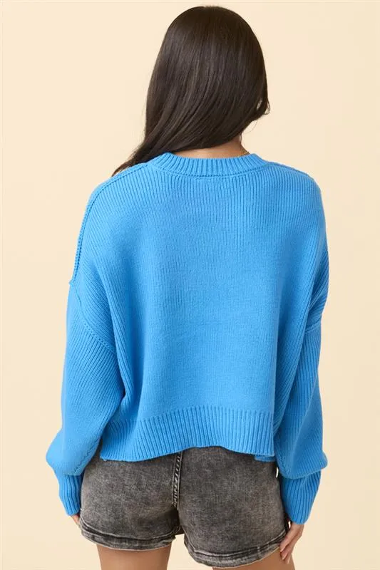 Beatrice Ocean Blue Long Sleeve Sweater sold by Pink Lily product image thumbnail 4