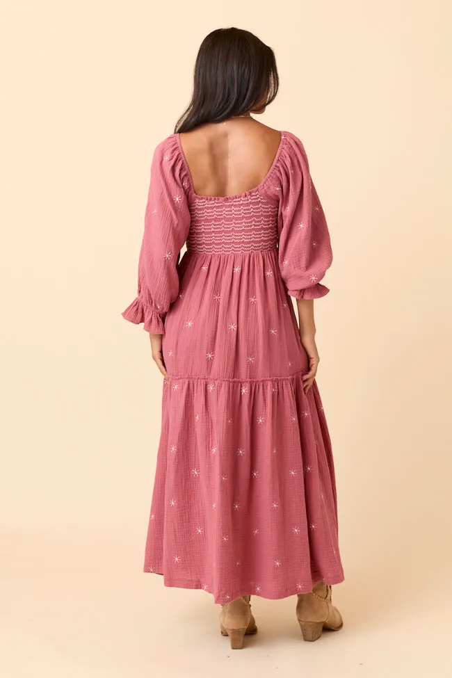 Dress To Impress Mauve Floral Stitched Smocked Top Dress FINAL SALE sold by Pink Lily product image thumbnail 4