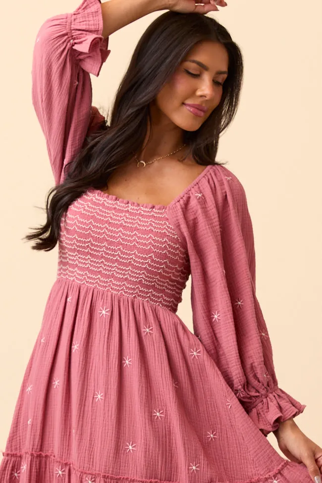 Dress To Impress Mauve Floral Stitched Smocked Top Dress FINAL SALE sold by Pink Lily product image thumbnail 5