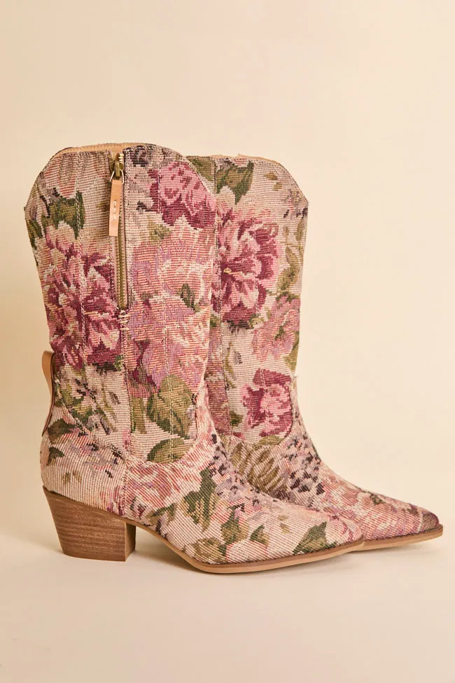 Brilee Floral Tapestry Cowboy Boots sold by Pink Lily product image thumbnail 3