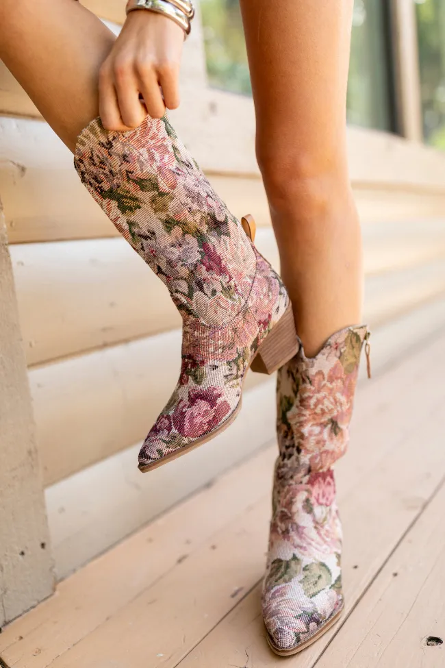 Brilee Floral Tapestry Cowboy Boots sold by Pink Lily product image thumbnail 2