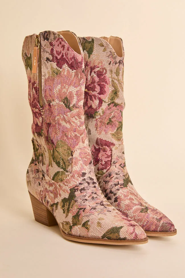 Brilee Floral Tapestry Cowboy Boots sold by Pink Lily product image thumbnail 5