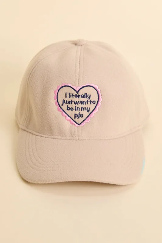 Literally Just Want To Be In My Pjs Beige Baseball Cap FINAL SALE sold by Pink Lily
