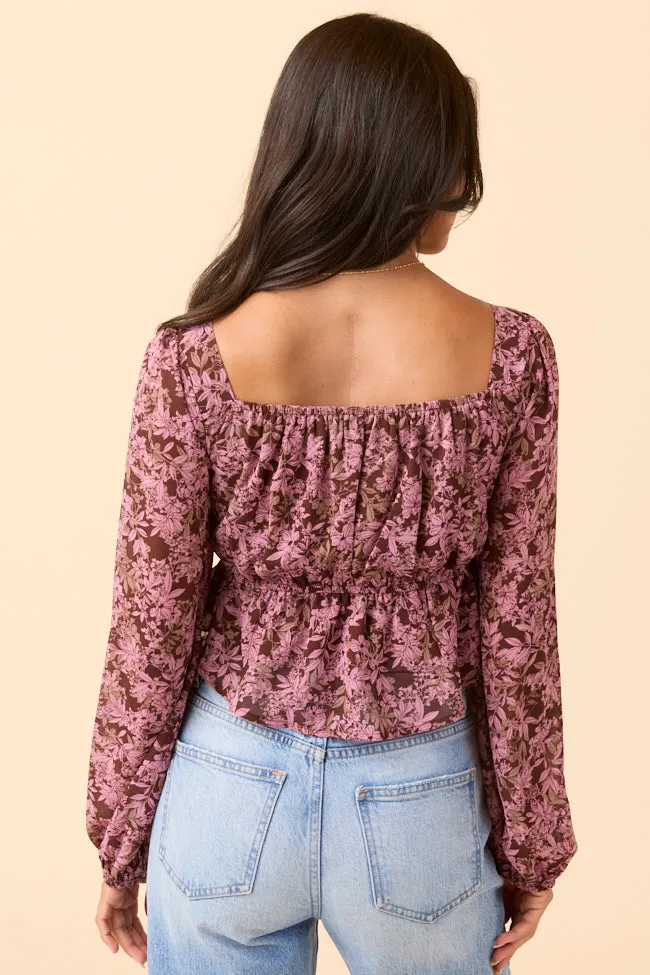 Ann Maria Brown And Pink Floral Lace Trim Blouse sold by Pink Lily product image thumbnail 4