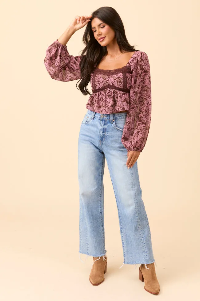 Ann Maria Brown And Pink Floral Lace Trim Blouse sold by Pink Lily product image thumbnail 2