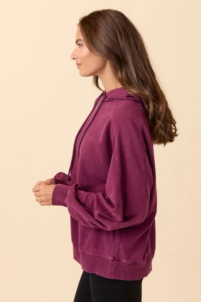 Tammie Dark Cherry Long Sleeve Oversized Hooded Pullover sold by Pink Lily product image thumbnail 3