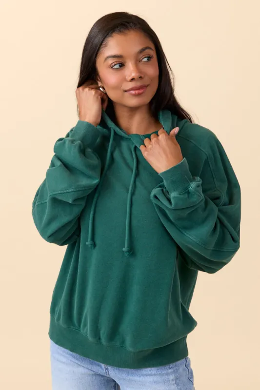 Tammie Dark Green Long Sleeve Oversized Hooded Pullover sold by Pink Lily