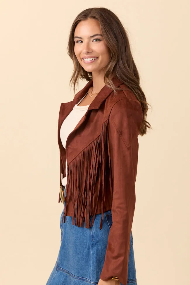Christina Brown Faux Suede Fringe Jacket sold by Pink Lily product image thumbnail 3