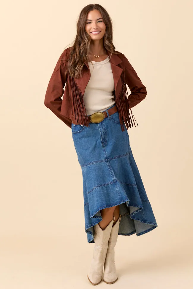 Christina Brown Faux Suede Fringe Jacket sold by Pink Lily product image thumbnail 2