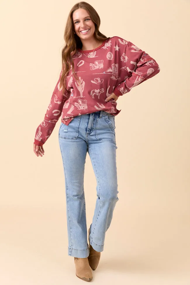 Zuri Brick Long Sleeve Western Tee FINAL SALE sold by Pink Lily product image thumbnail 2