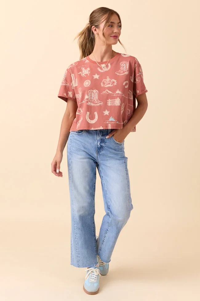 Rylan Short Sleeve Rust Western Tee FINAL SALE sold by Pink Lily product image thumbnail 2