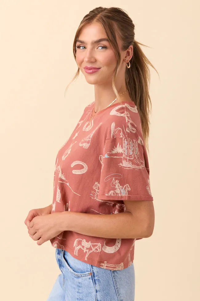 Rylan Short Sleeve Rust Western Tee FINAL SALE sold by Pink Lily product image thumbnail 3