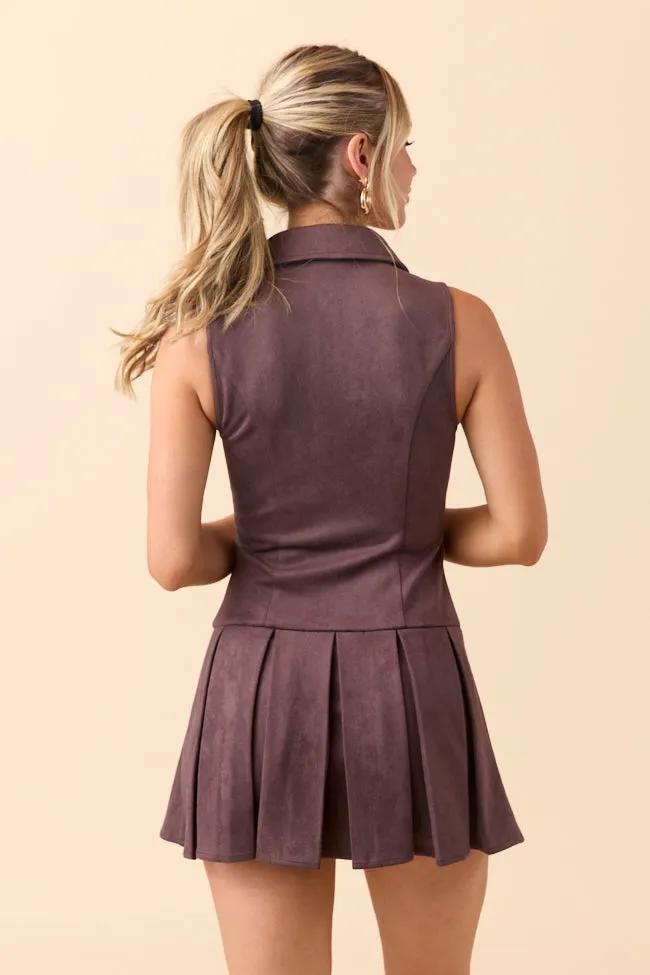 Sharon Brown Pleated Mini Dress FINAL SALE sold by Pink Lily product image thumbnail 4