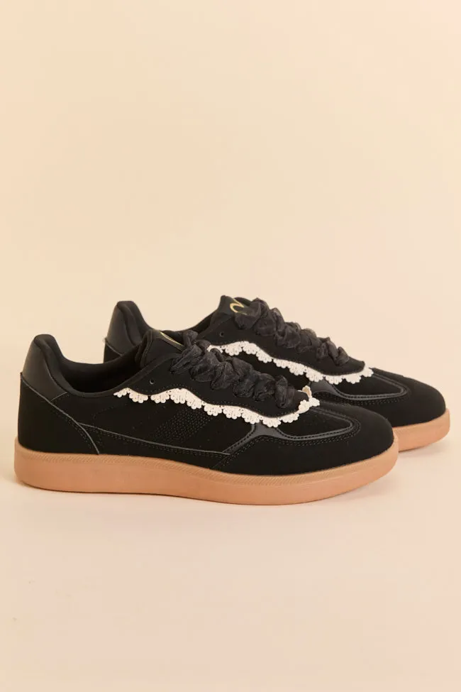 Tiffany Black Lace Trim Sneakers SALE sold by Pink Lily product image thumbnail 2