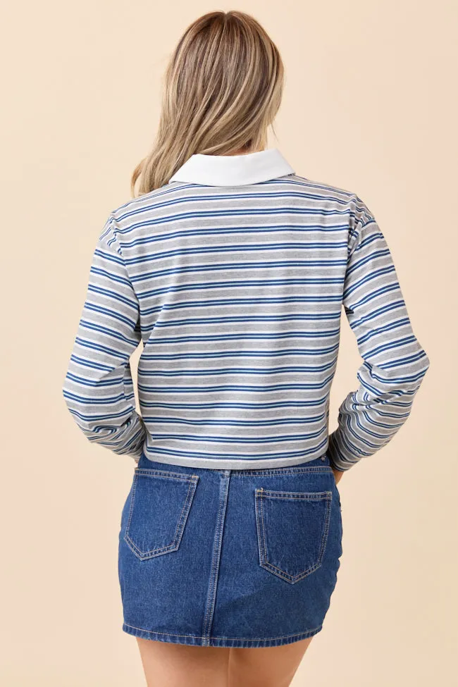 Charlie Blue and Grey Striped Collared Pullover sold by Pink Lily product image thumbnail 4