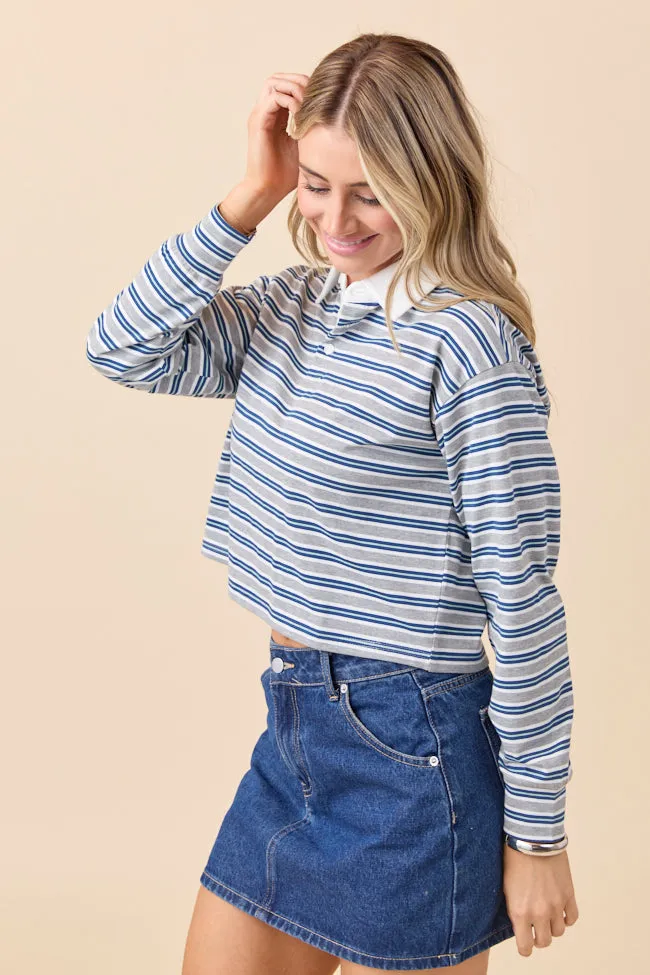 Charlie Blue and Grey Striped Collared Pullover sold by Pink Lily product image thumbnail 3