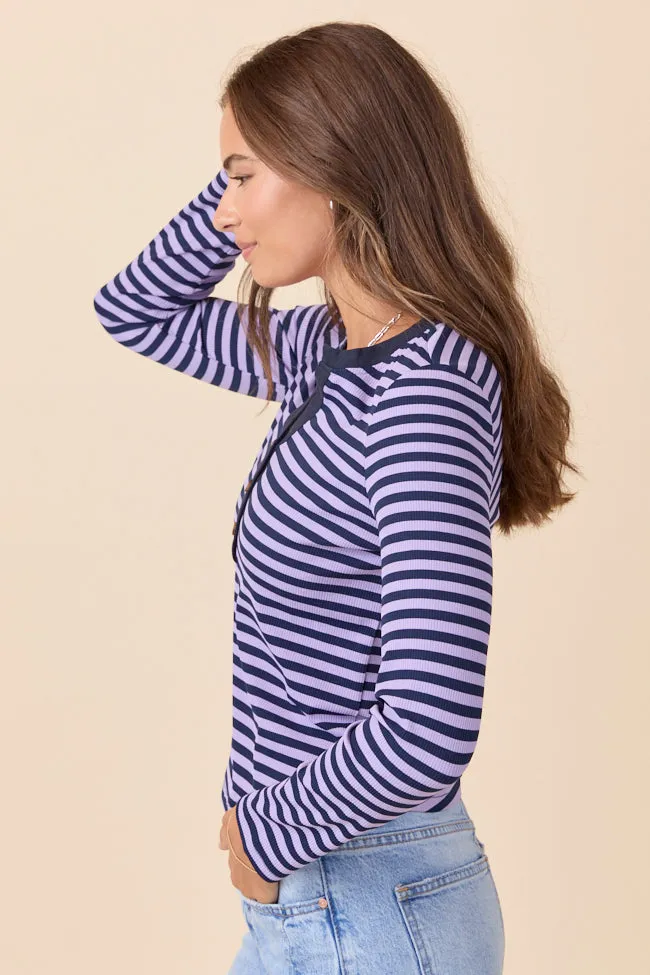 Sammi Navy And Purple Striped Long Sleeve Top sold by Pink Lily product image thumbnail 3