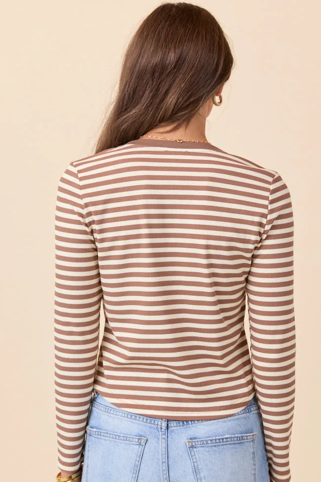 Sammi Taupe Striped Long Sleeve Top sold by Pink Lily product image thumbnail 4