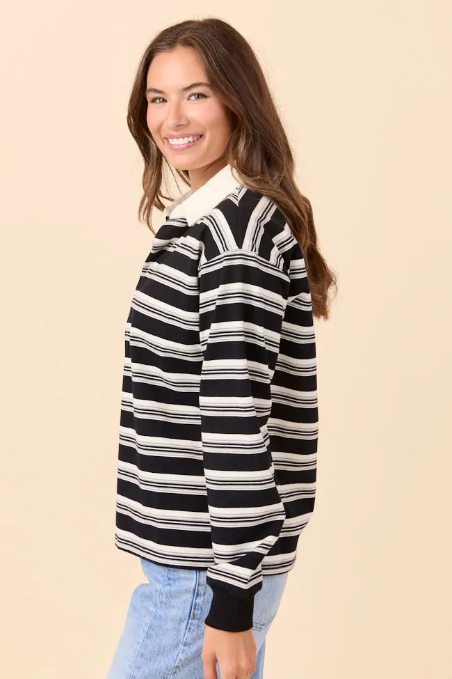Sandra Black Striped Collared Pullover sold by Pink Lily product image thumbnail 4
