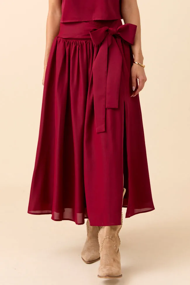 Cleo Wine Tie Front Skirt Set SALE sold by Pink Lily product image thumbnail 3