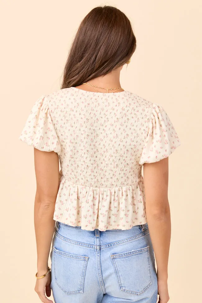 Miriam Floral Smocked V-Neck Top sold by Pink Lily product image thumbnail 4