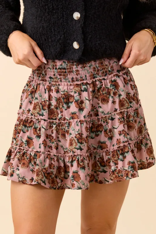 Through The Garden Brown Flower Skort SALE sold by Pink Lily