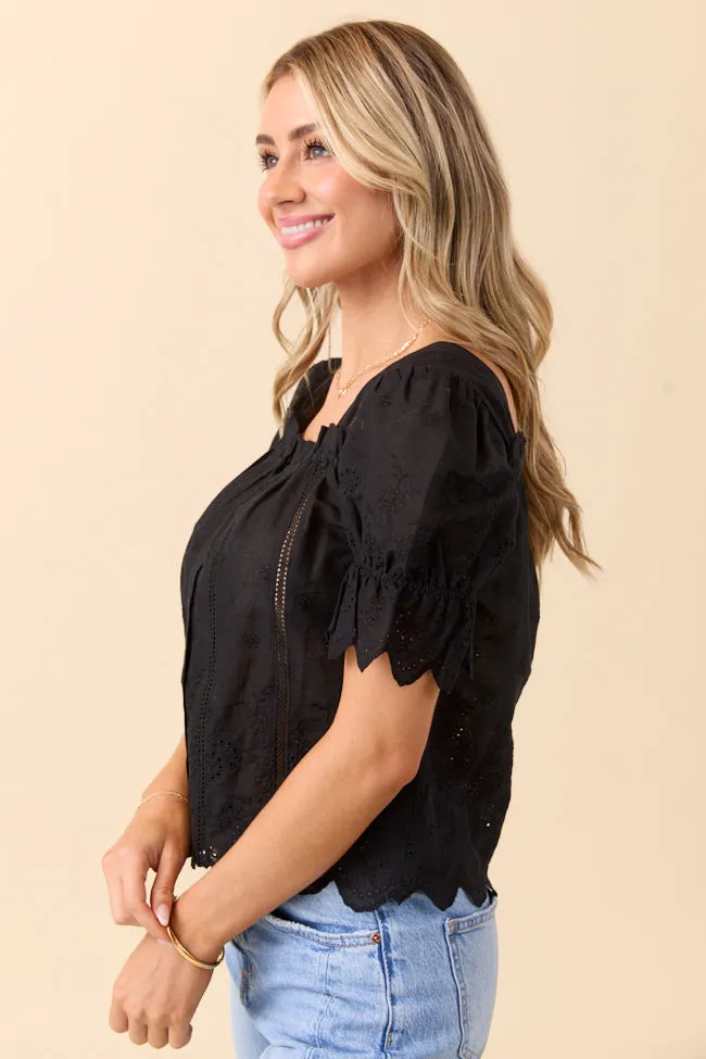 Michelle Black Eyelet Puff Sleeve Top sold by Pink Lily product image thumbnail 3