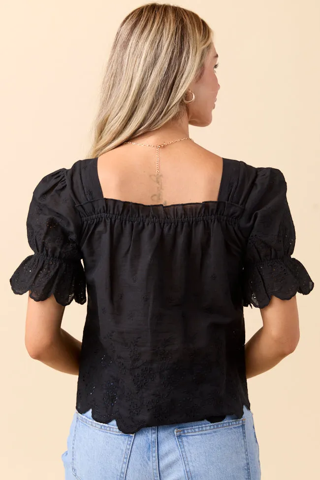 Michelle Black Eyelet Puff Sleeve Top sold by Pink Lily product image thumbnail 4