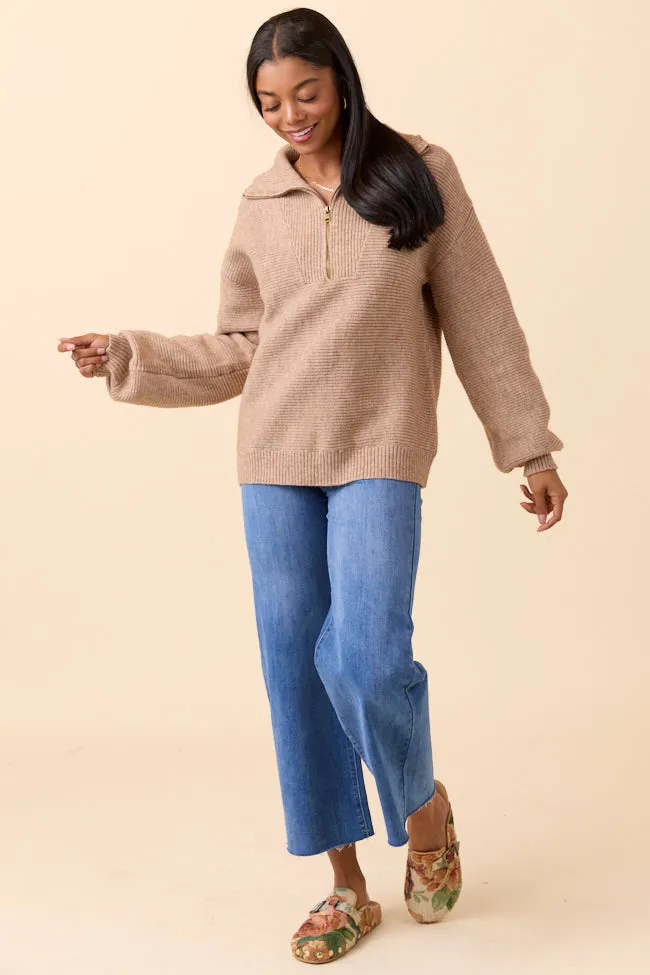 Britt Brown Quarter Zip Sweater sold by Pink Lily product image thumbnail 2