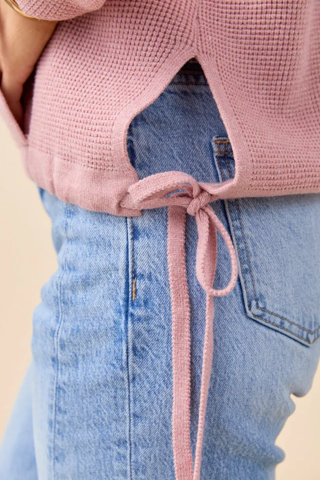 Lennox Waffle Knit V-Neck Mauve Hoodie sold by Pink Lily product image thumbnail 5