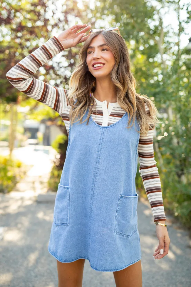 Taryn Brown Striped Crew Neck Top sold by Pink Lily