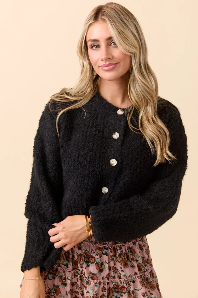 Taye Black Cropped Boucle Cardigan FINAL SALE sold by Pink Lily
