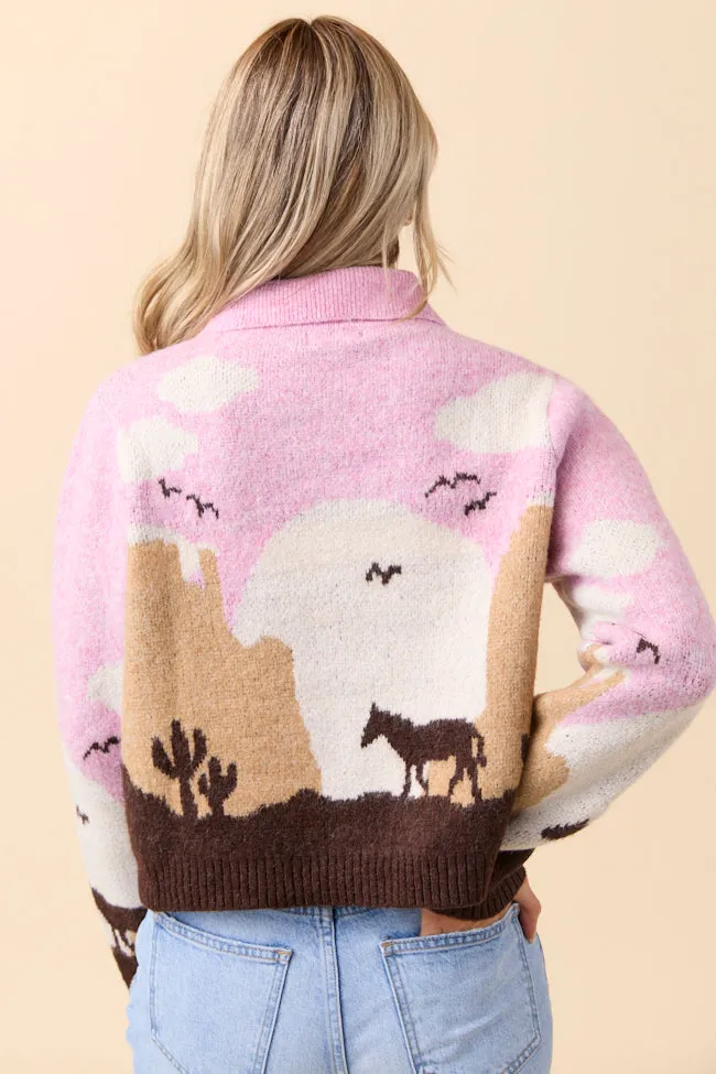 Tallulah Pink And Taupe Western Collared Cardigan sold by Pink Lily product image thumbnail 2