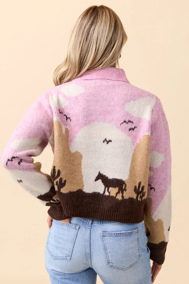 Tallulah Pink And Taupe Western Collared Cardigan sold by Pink Lily product image thumbnail 5