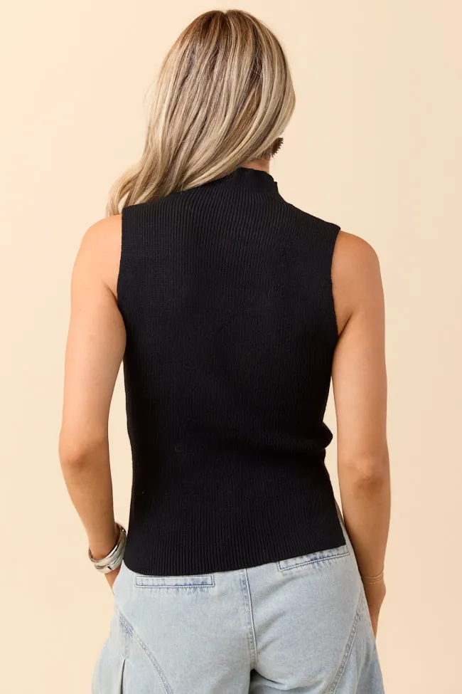 Farrah Black Mock Neck Sweater Tank sold by Pink Lily product image thumbnail 5
