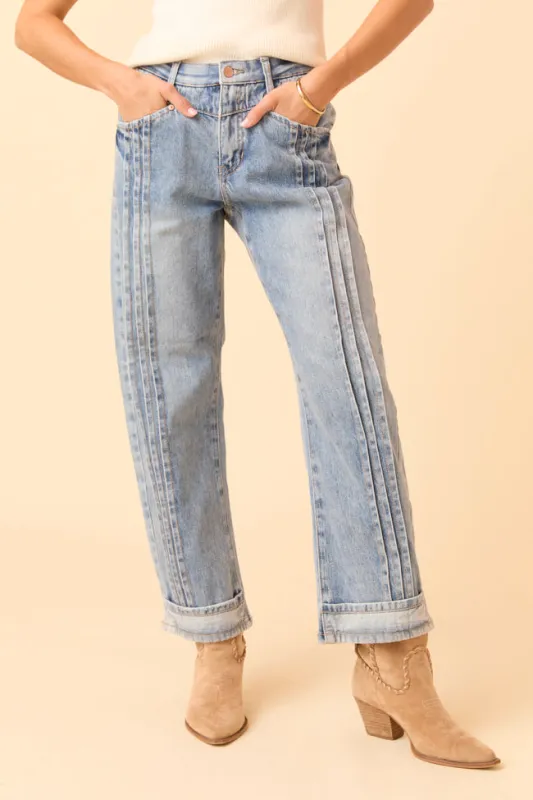 Camilla Medium Wash Seamed Barrel Jeans SALE sold by Pink Lily
