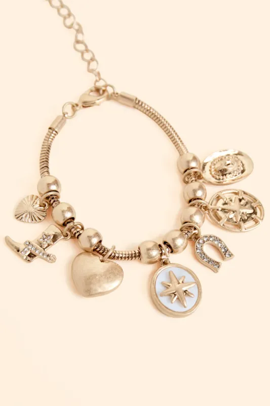 Myles Gold Western Charm Bracelet SALE sold by Pink Lily