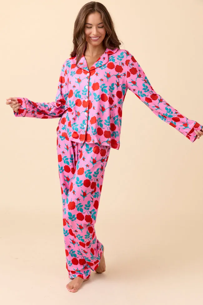 Bed Of Roses Pink Pajama Set sold by Pink Lily