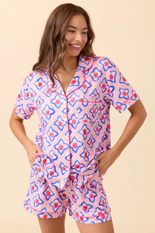 Strawberry Snooze Pink Pajama Set FINAL SALE sold by Pink Lily
