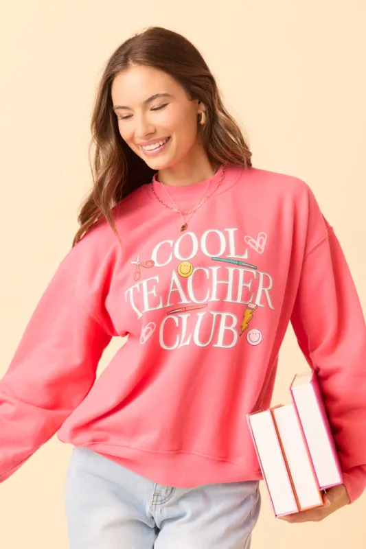 Cool Teacher Club Light Red Graphic Sweatshirt SALE sold by Pink Lily