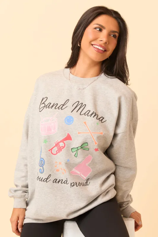 Band Mama Icons Light Grey Graphic Sweatshirt sold by Pink Lily