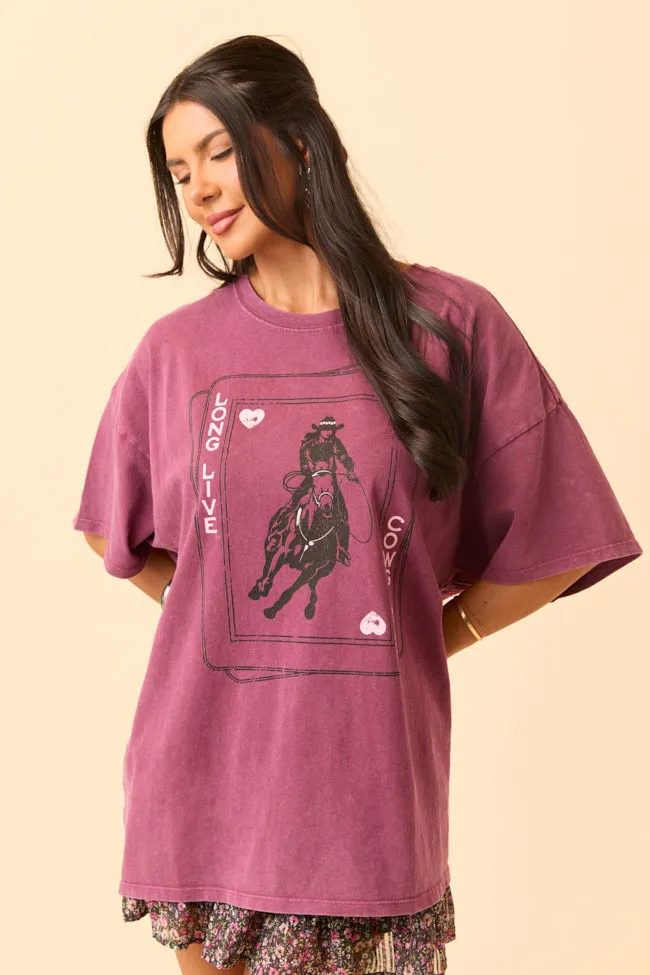 Western Playing Card Dark Cherry Oversized Graphic Tee sold by Pink Lily product image thumbnail 4