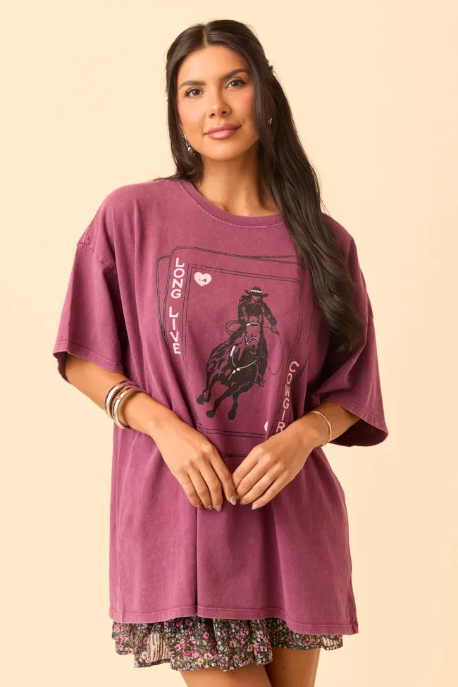 Western Playing Card Dark Cherry Oversized Graphic Tee sold by Pink Lily product image thumbnail 3
