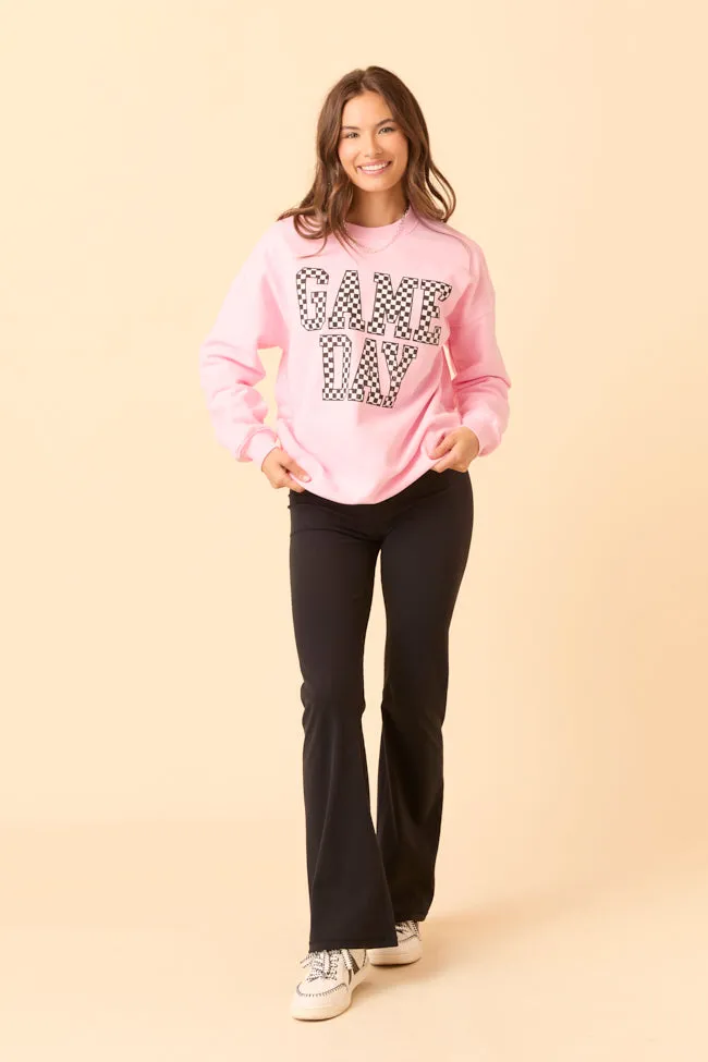 Checkered Game Day Light Pink Graphic Sweatshirt sold by Pink Lily product image thumbnail 3